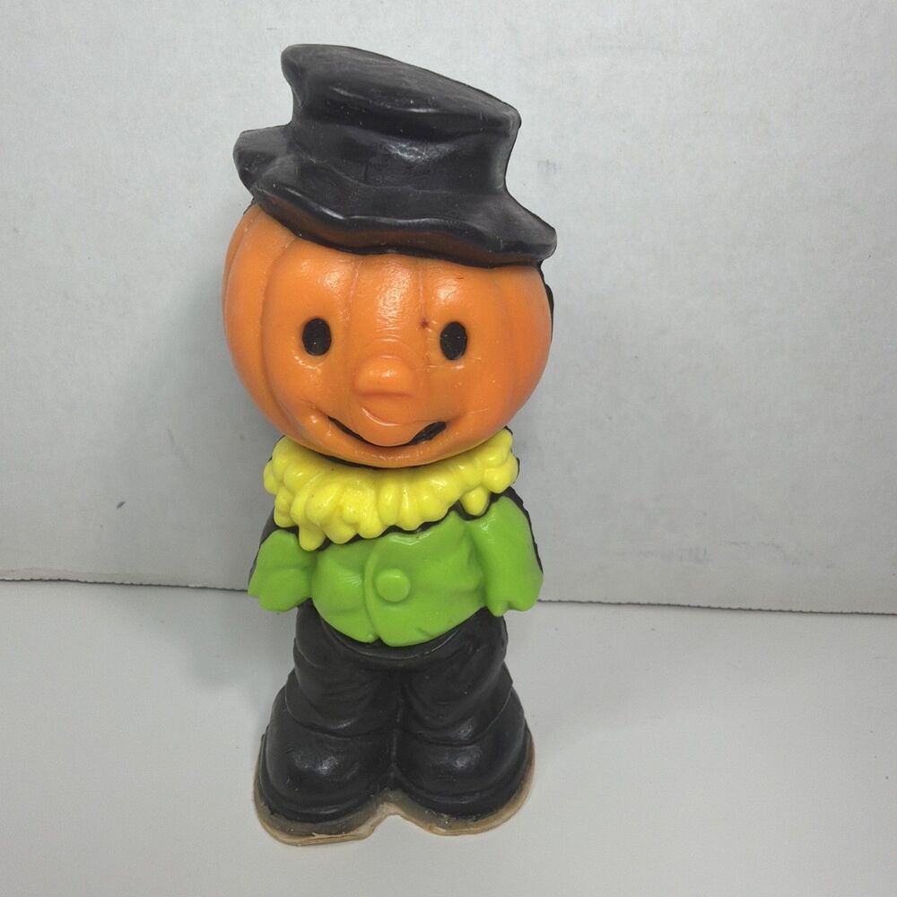 Vintage Halloween 1984 Smiling PUMPKINHEAD FIGURINE Decor 5" PUMPKIN Scarecrow